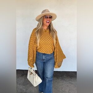 Blakeley Free Spirit Bell Sleeve Top in Mustard